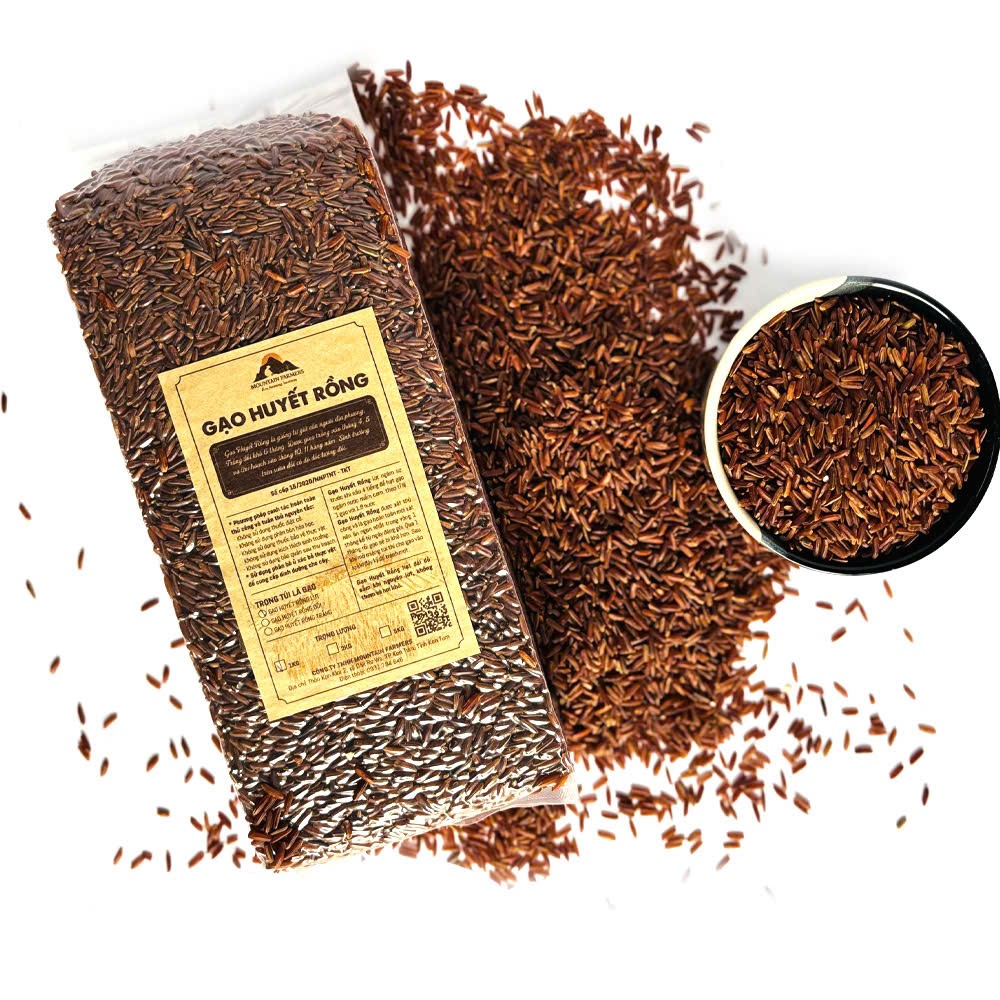 Gạo Lứt Đỏ huyết Rồng 1kg Organic Hữu Cơ - Mountain farm Canh Tác Thuần Tự Nhiên