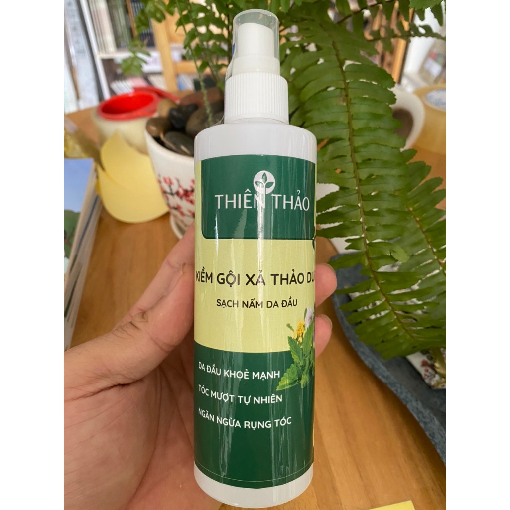 Kiềm Xịt Gội Xả Tóc Thiên Thảo - Sạch Nấm Da Đầu, ngăn rụng tóc, tóc đen 250ml