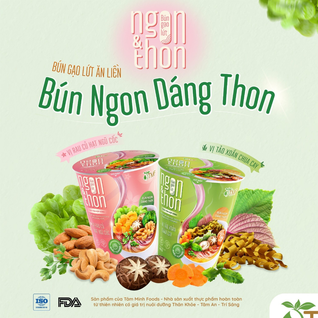 [Mua 12 tặng 1] Bún gạo lứt ăn liền ngon -có giá vị - Ly giấy tiện dụng - bún ngon dáng thon