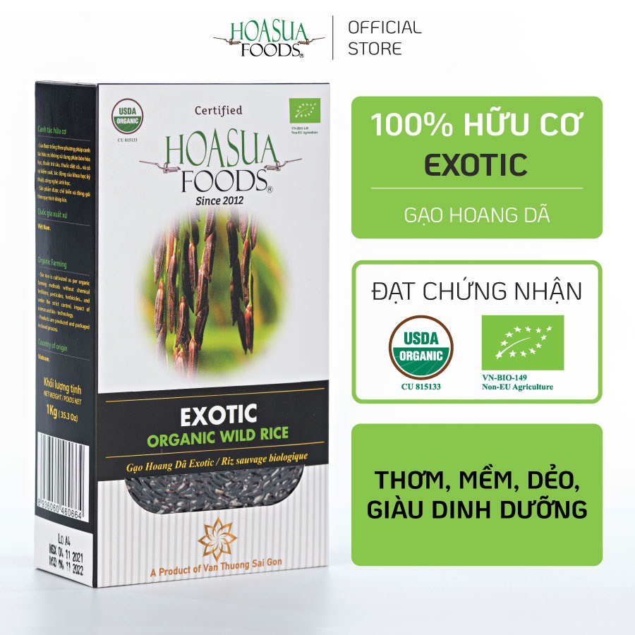 Gạo Lứt Đen Hữu Cơ Exotic - Hoa Sữa (1kg) - Chứng nhận Châu Âu